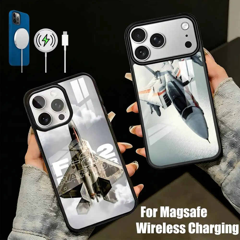 

F-Fighter JetS SU-57 F-22 Phone Case For iPhone17,16,15,14,13 Plus,Pro Max Magnetic For Magsafe Wireless Charging