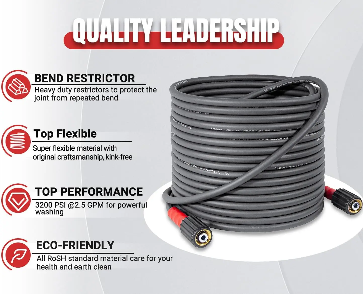  Super Flexible Pressure Washer Hose 50FT X1/4