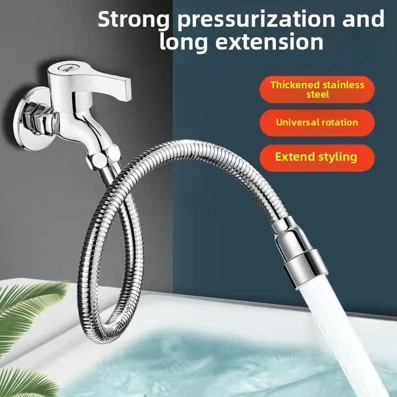 Faucet Extender Stainless Steel Extension Pipe Splash Proof Pressurized 360° Usable Pipe Extender Kitchen Bathroom Multi-purpose