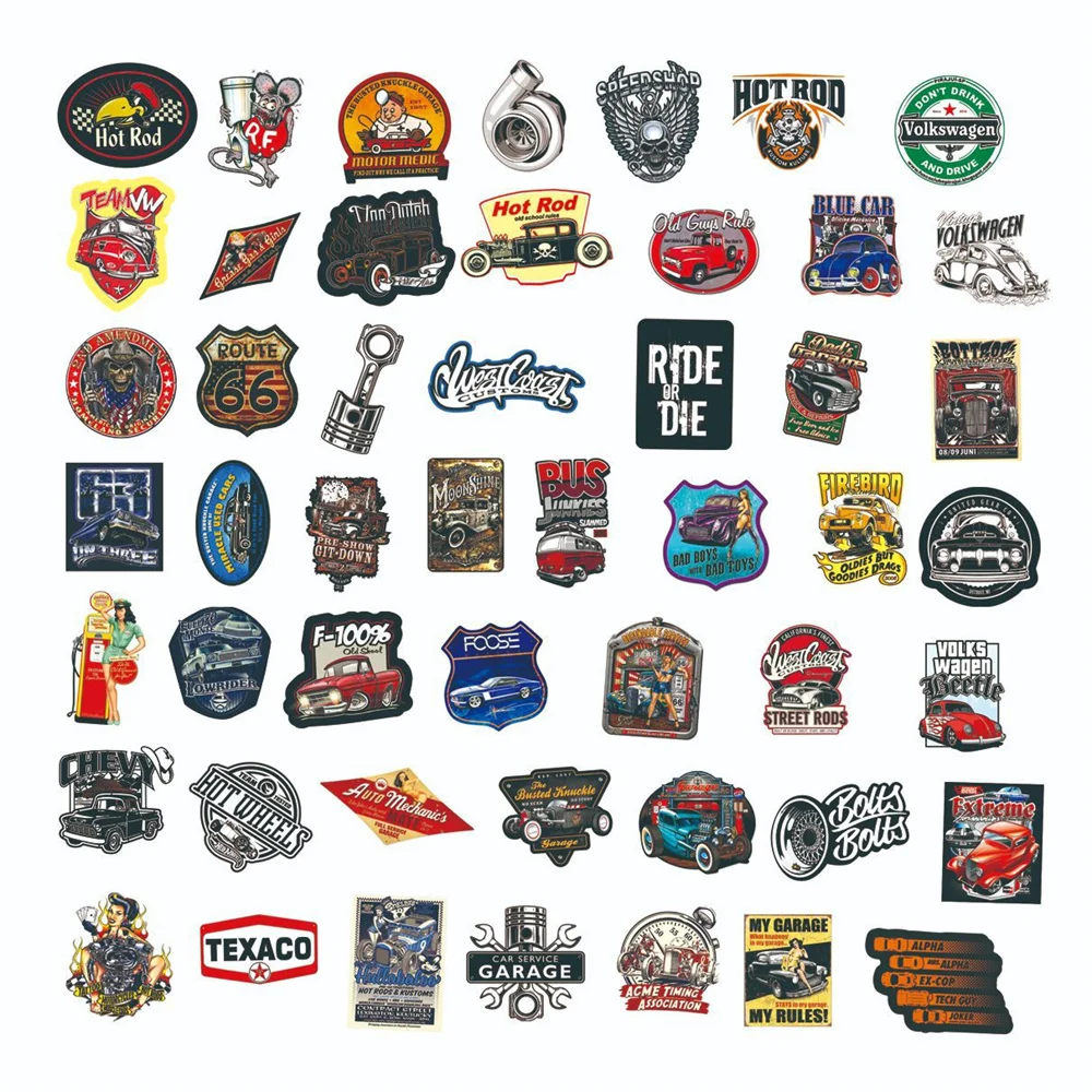 50PCS New Trend Retro Cartoon Anime Car Graffiti Water Cup Car Phone Skateboard DIY Waterproof PVC Suitcase Toy Reward Sticker