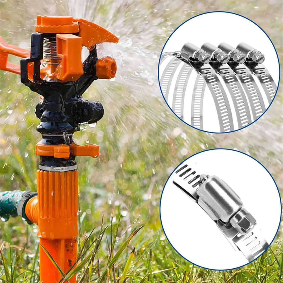 AbZJ Abrazaderas de manguera Correa de metal de 20 pies + 20 sujetadores Abrazaderas de banda de acero inoxidable cortadas para adaptarse a bricolaje Verme grande ajustable
