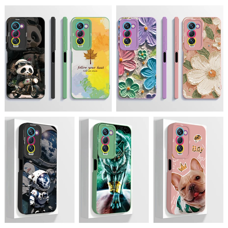 For Tecno Camon 18 Premier Case Camon18 Premier CH9 CH9n Phone Case Artistic ShockProof Square Liquid Silicone Back Cover Fundas