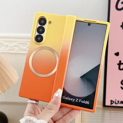 Hinge Case For Samsung Z Fold 6 Contrasting Colors Magsafe Cover For Samsung Galaxy Z Fold 5 5G fold4 3 Hard Shockroof Case