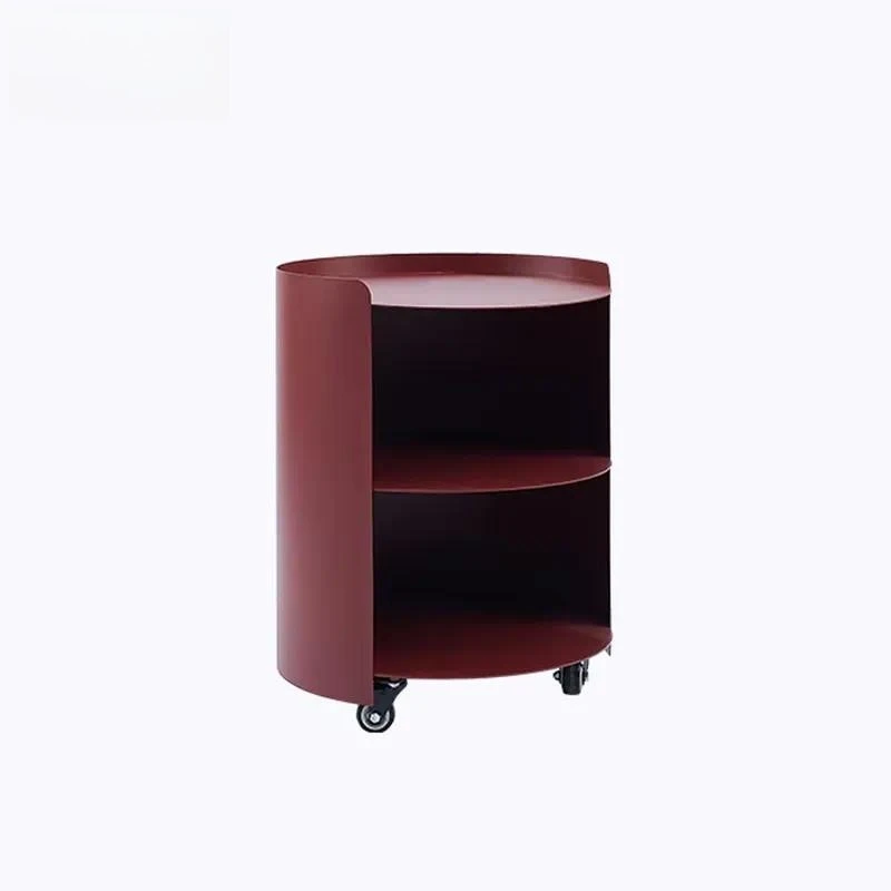 Modern Nordic Iron Art Side Table with Wheels Metal Bedside Locker for Living Room Bedroom Storage