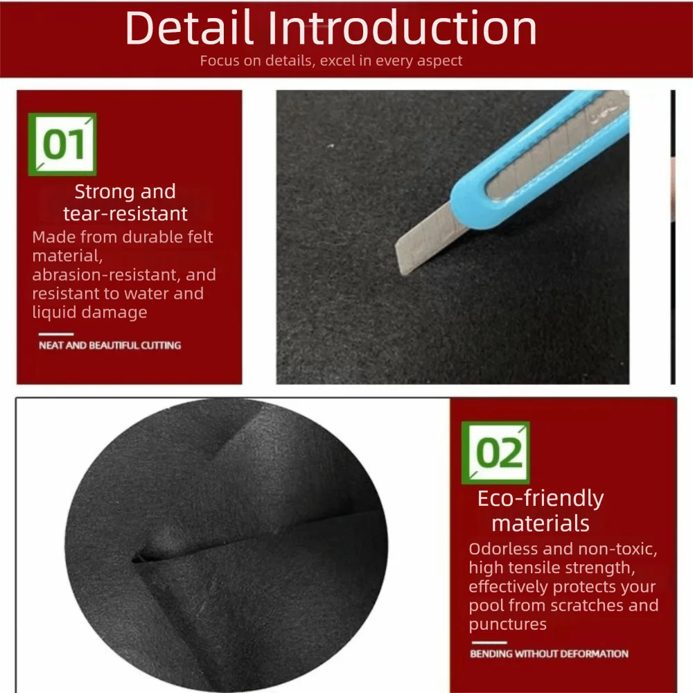 Thin Felt Pool Liner Pad Durable Round Shape Pool Anti-Slip Mat Shock-Absorbing Foldable Puncture Resistant Pad Swimming Pool