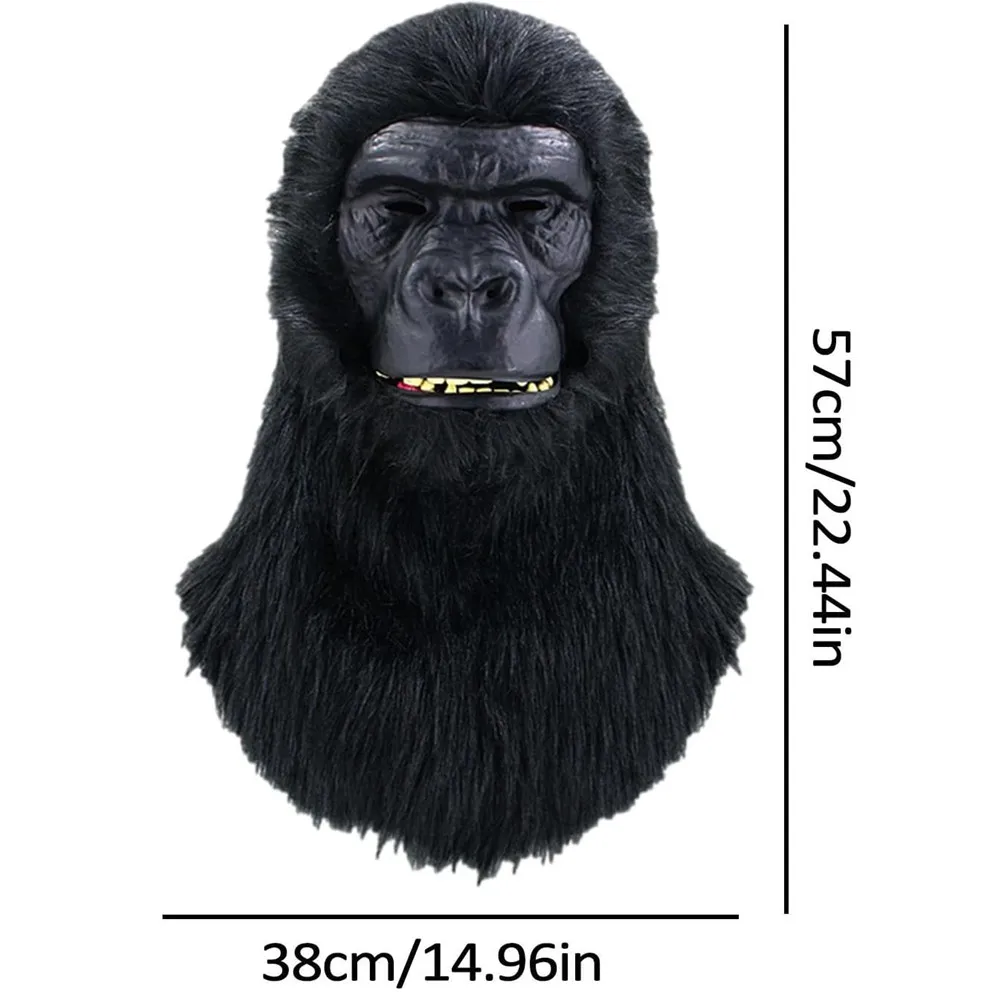 Gorilla Cosplay Face Headgear, Movable Mouth, Animal Ape Chimp, Halloween Festival Party, Black