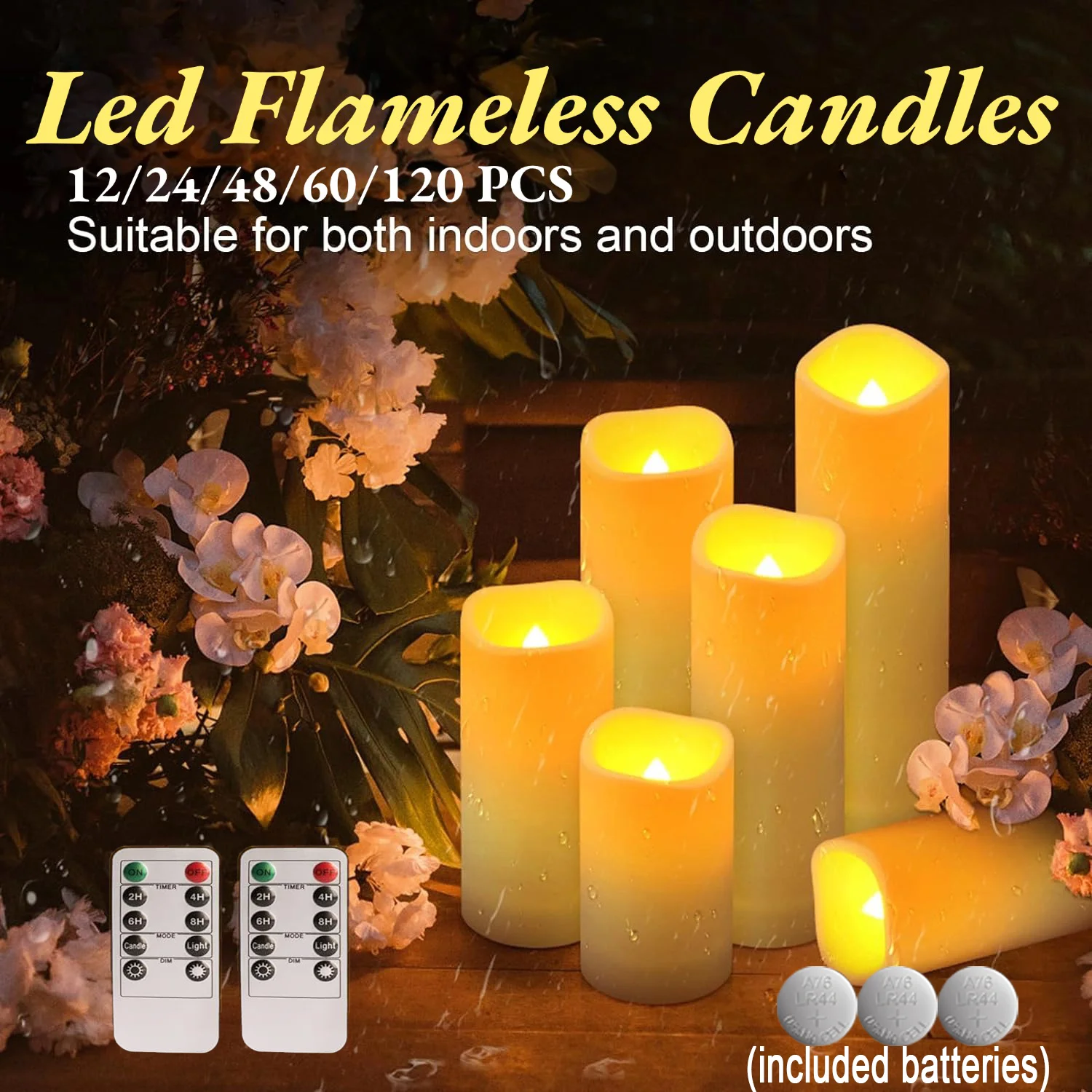 

12-120PCS Wedding LED Candles Flickering Decor Flameless Candles Battery Operated with Remote Control Tealight Dinner Home Party