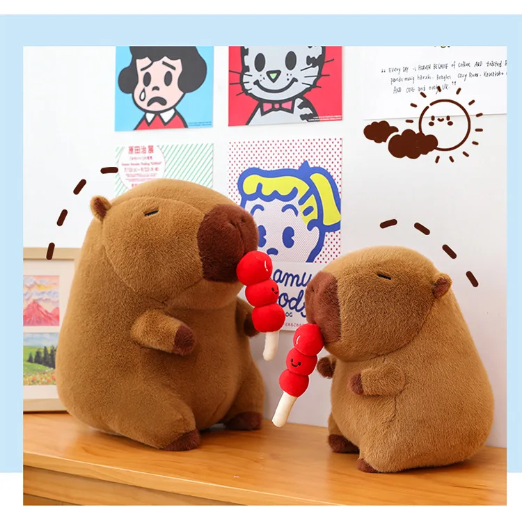 New Moai Capybara Plush Toy Kapibala Kawaii Capybara Eating Tanghulu Soft Capibala Cute Exquisite Animal Stuffed Kids Toy Gifts