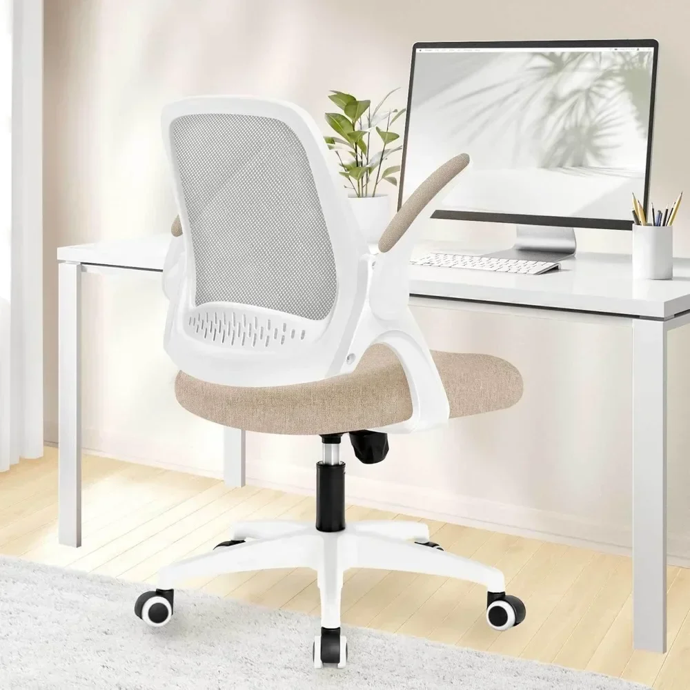 

Office Desk Computer Gaming Chair with Ergonomic Lumbar Back Support Flip-up Padded Armrest Adjustable Height and Wheels