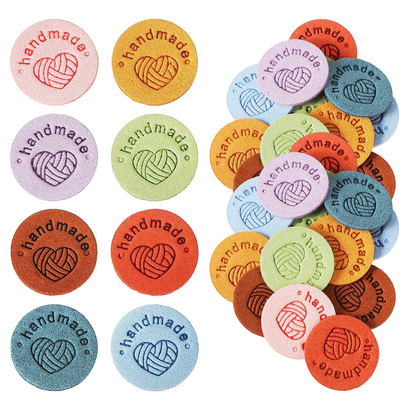 40Pcs Microfiber Labels Handmade Clear Pattern Sewing Tags for Clothes Fabric Knitting DIY Craft Decoration Multipurpose