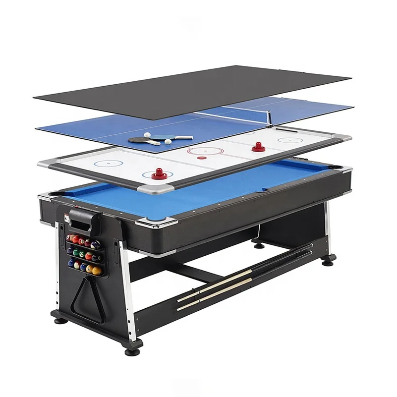 

Multi Game Pool Billiard Table, Air Hockey Table, Table Tennis Table Plastic Unisex Factory Price 8FT 7FT 4 in 1 MDF 150 Snooker