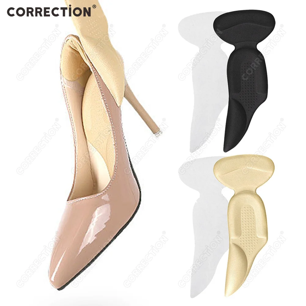 

2-in-1 T Shape Inserts Women Heel Spur Pain Relief Foot Cushion High Heels Half Insole Antiwear Protector Stickers Shoe Pads