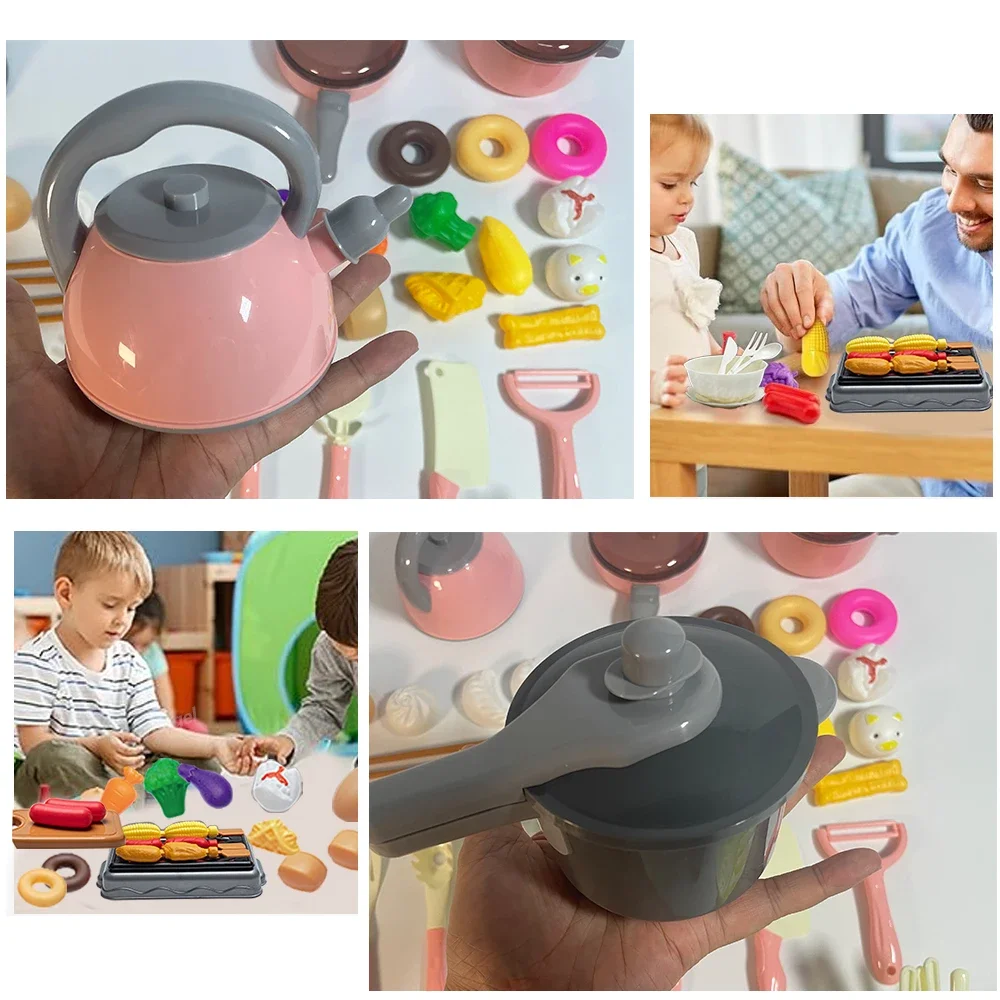 Ensemble de jouets de cuisine pour enfants, 28/61/71 pièces, Kit d'accessoires de cuisine avec Pots de jeu, jouet de cuisine pour tout-petits filles et garçons, cadeau