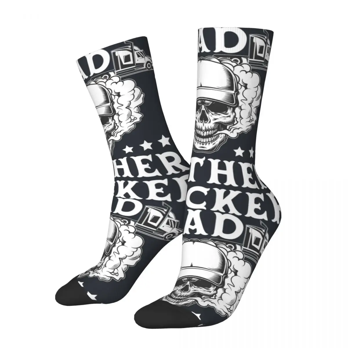 Funny Happy Men's compression Socks Bad Mother Trucker Skull Retro Harajuku Trucks and Skulls Game Hip Hop Novelty Casual Crew