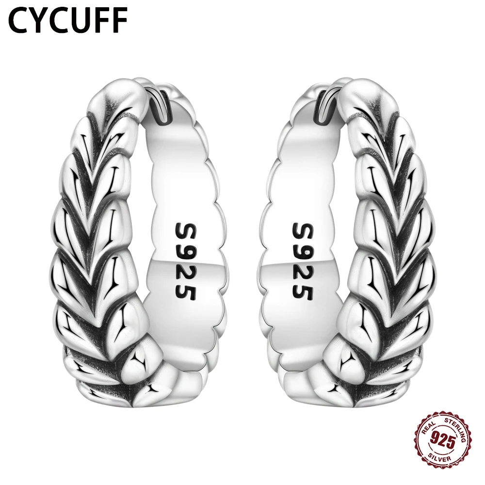 

CYCUFF New S925 Sterling Silver Hoop Earrings Basic Braided Rope Women's Earrings Charm Versatile Birthday Party Jewelry Gifts