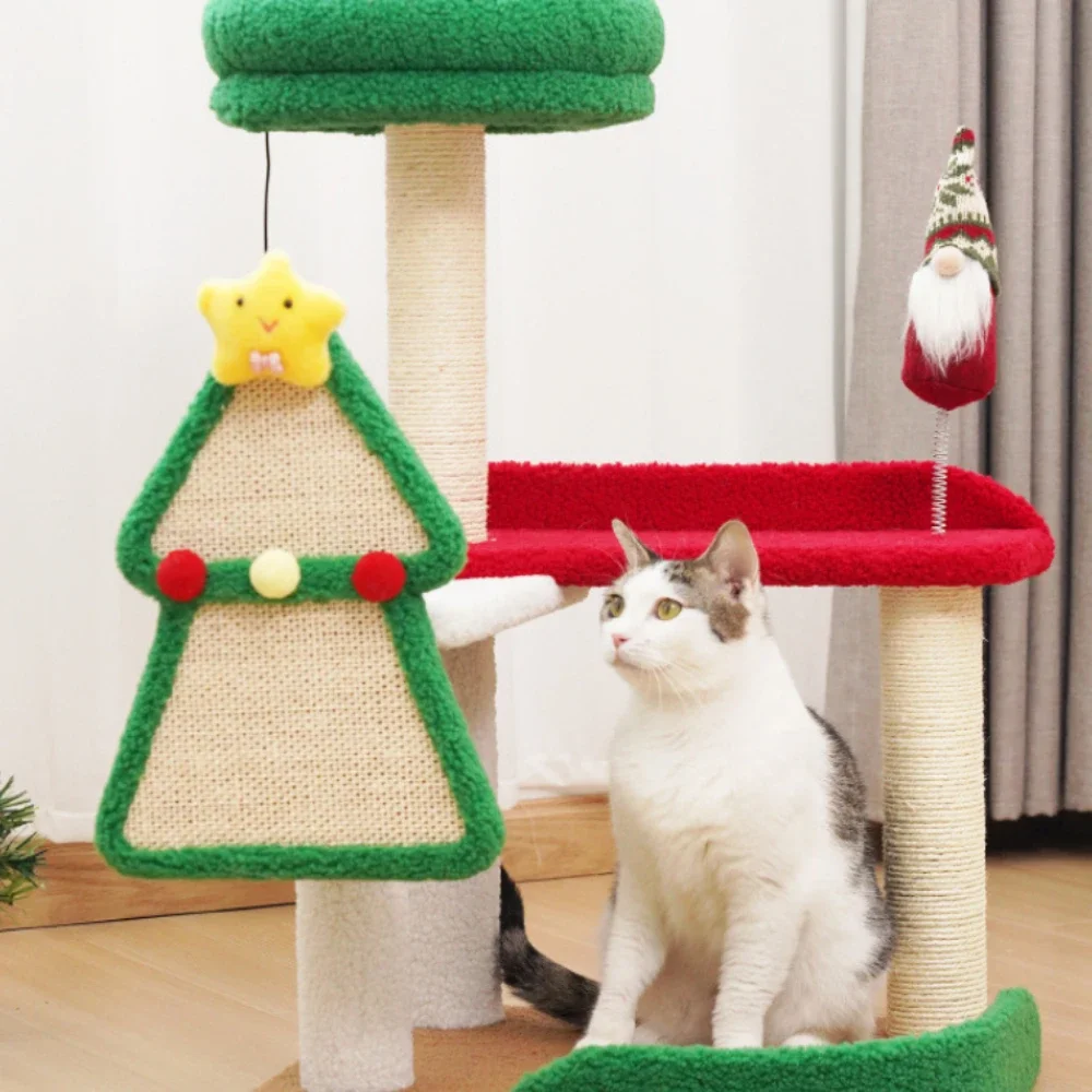 Cat Climbing Frame Christmas Series Cats Scratching Post Integrated Sisal Wear-Resistant Pet Supplies Household Simple Kitty Toy