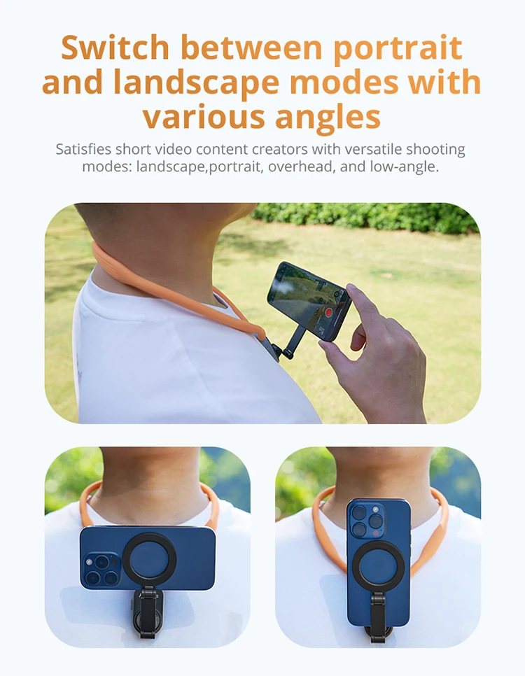 AMORUS Magnetci Silicone Neck Mount Quick Release Hold For IPhone15 14 13 12 Android SAMSUNG HUAWEI XIAOMI Selfie Video Mount