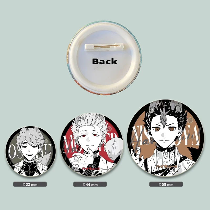 Anime Haikyuu!! Badge Manga Figures Icons Pin Round Soft Button Backpack Clothes Decoration Brooches for Bag DIY Jewelry Gifts