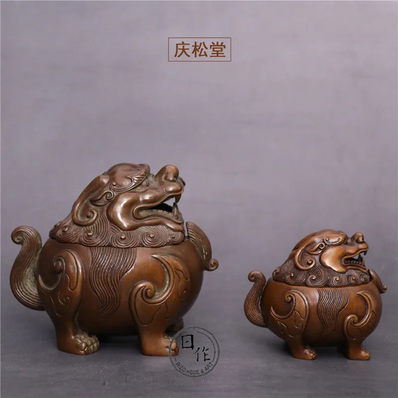 

Qingsong Tang Su Gong Copper Stove Famous Hu Qingsong Classic Style Beast Copper Incense Burner Incense Burner Cone Incense Ince