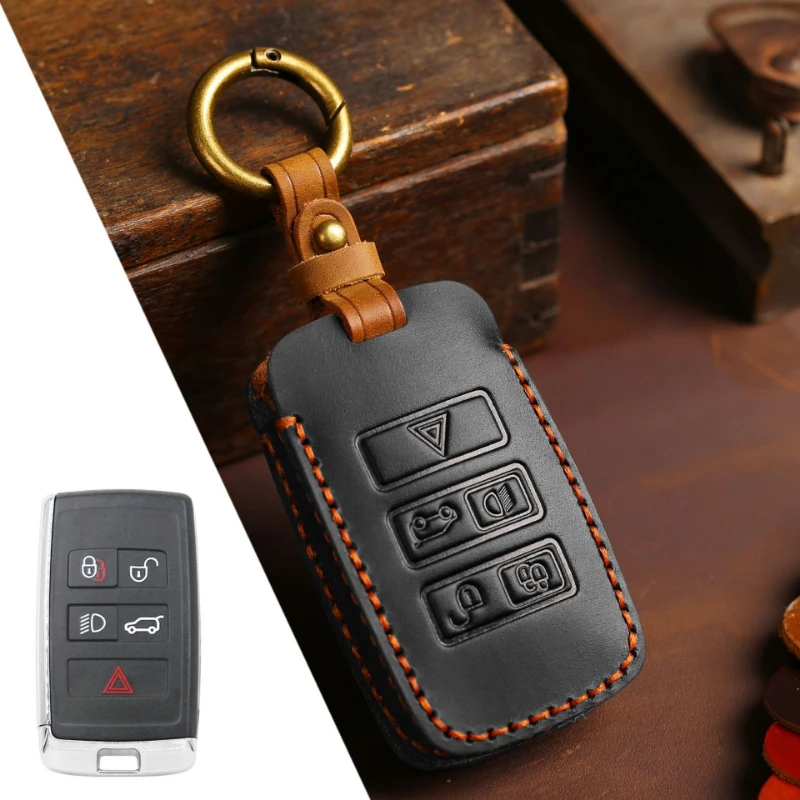 For Jaguar Land Rover Rangerover Evoque Discover Freelander Sport Svr Defender Fob Car Key Case Cover Leather Holder Accessories