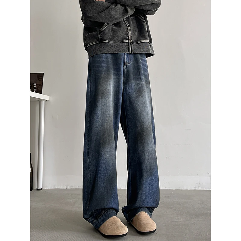 M-XXXL Vintage Men's Washed Denim Jeans American Style Loose Fit Straight Leg Casual Pants for Streetwear & Daily Wear Clothing