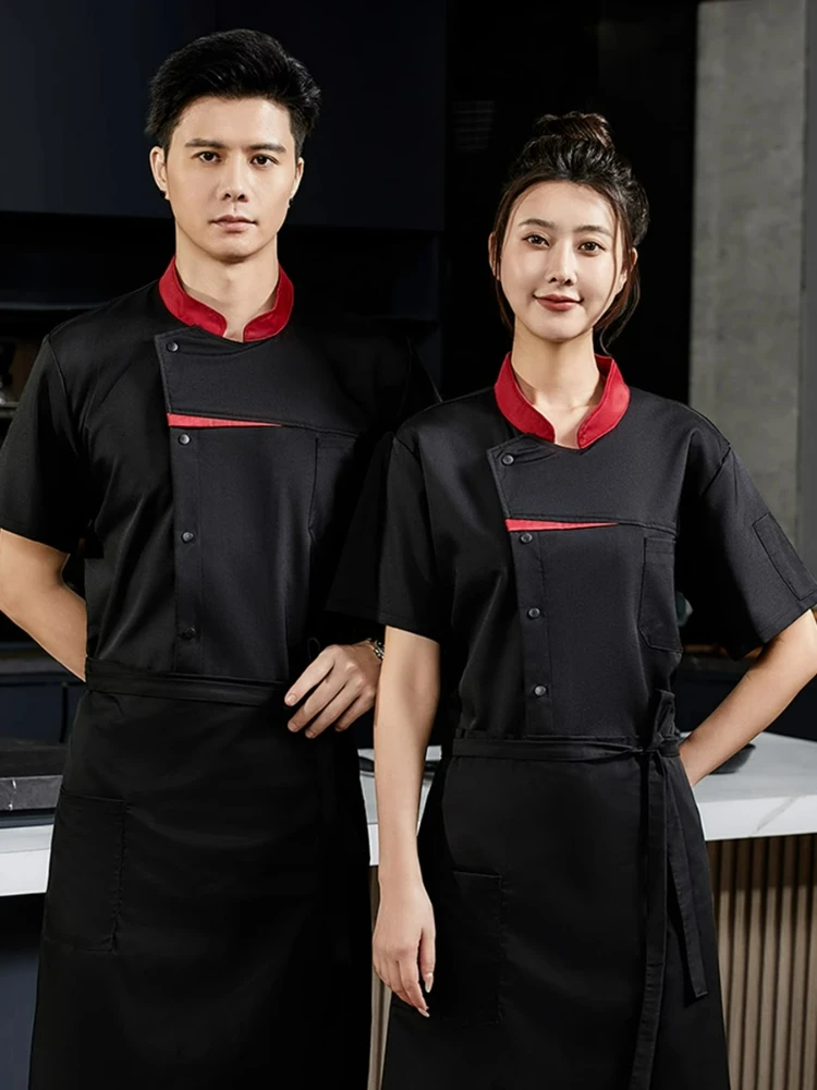 Chemises de chef professionnelles pour hôtel et restaurant, veste à manches courtes, uniformes de cuisine pour hommes et femmes