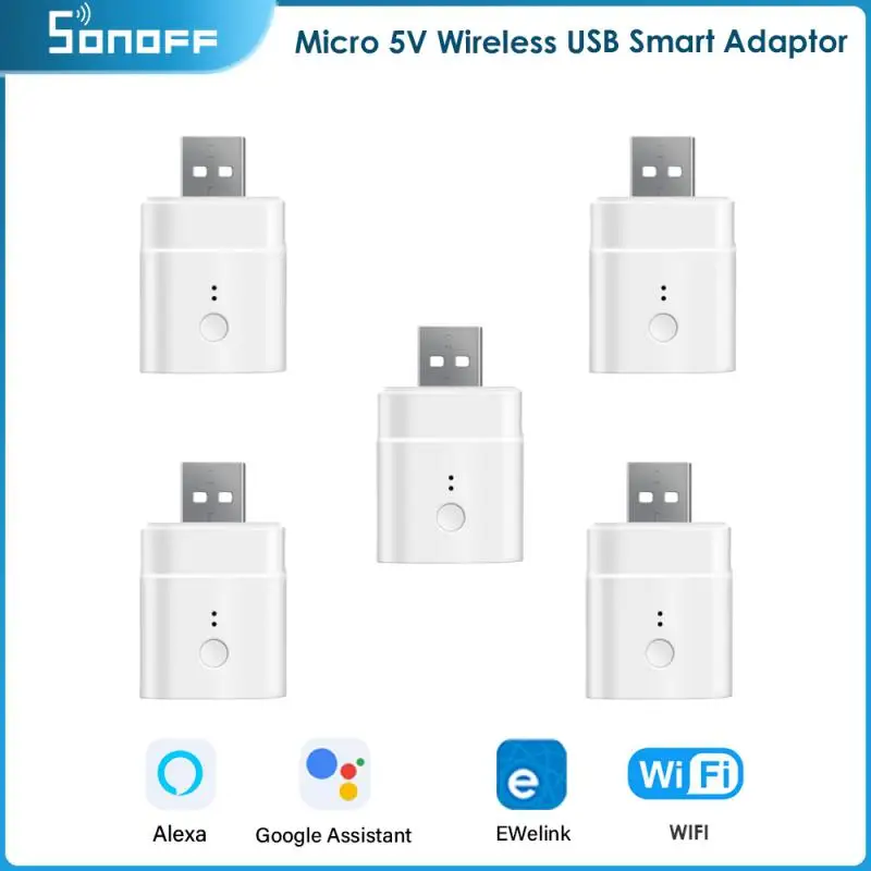 

1 ~ 10 шт. смарт-розетка SONOFF Micro WiFi 5 в беспроводной USB-адаптер для умного дома пульт дистанционного управления через приложение EWeLink или Alexa Google Home