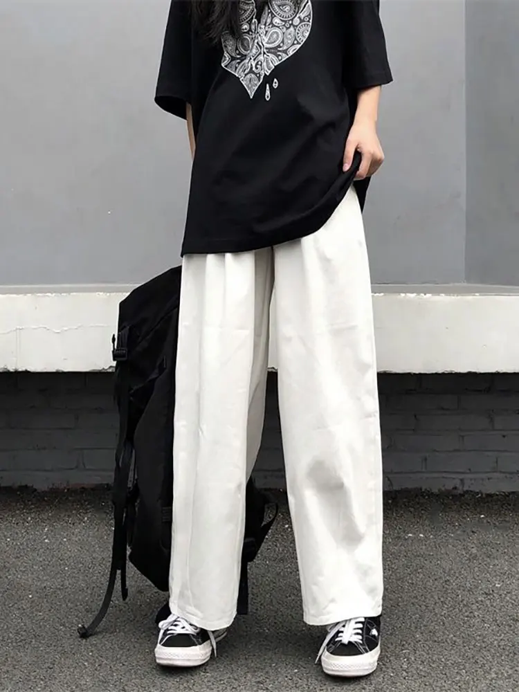 Frühling Sommer Weiß Baumwolle Baggy Hosen Männer Y2k Gerade Casual Hosen Lose Breite bein Cargo Hosen Männliche Koreanische Mode – Detail 3