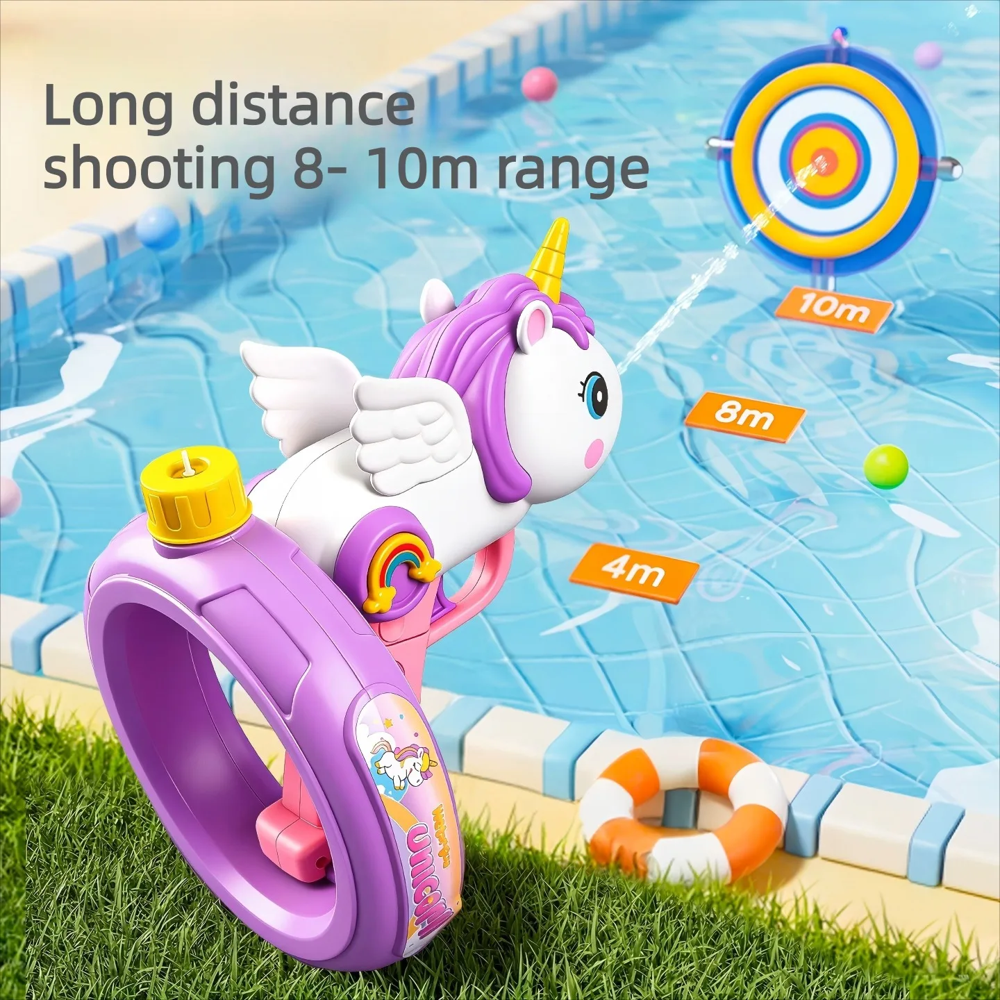 Unicorn Electric Squirt Gun Continuous Shooting Watergun Large Capacity Long Range Summer Beach Outdoor Play Toy