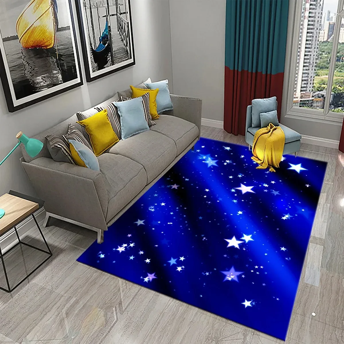 Star Carpet Space Galaxy Area Rug For Living Room Coffee Chair Bedroom Bathroom Entrance Non-Slip Home Decor
