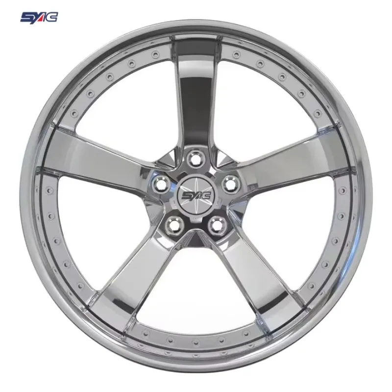 SYAC Factory Direct Sales 17-24 Inch 2-piece Forging Wheel Five Spoke Chromed Wheels Customization For Racing Car/Sports Car