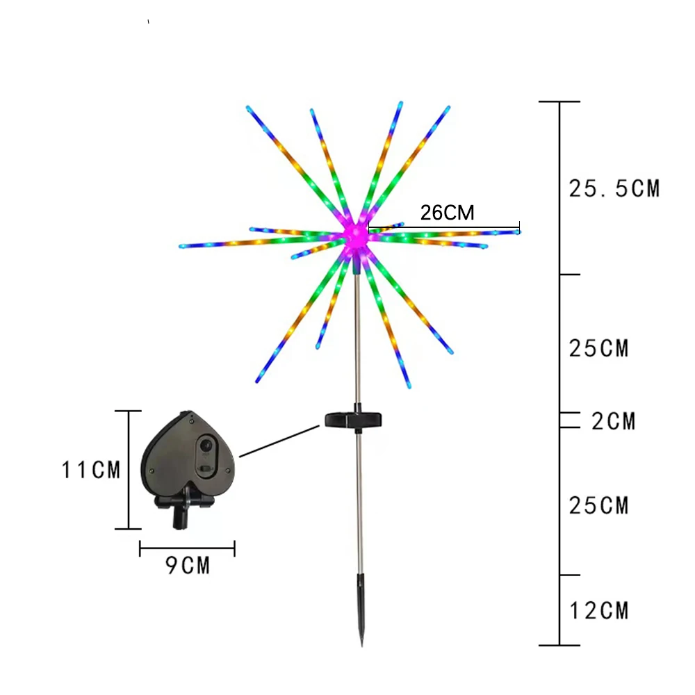 56/112 Leds Solar Grounding Meteor Shower Explosion Star Fireworks Lights With Remote Control Outdoor Garden Decorative Lamp