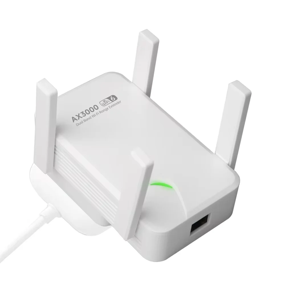 3000Mbps WiFi 6 Repeater 2.4G&5GHz Dual Band Wireless Extender 802.11ax Full Gigabit Port For Home Office