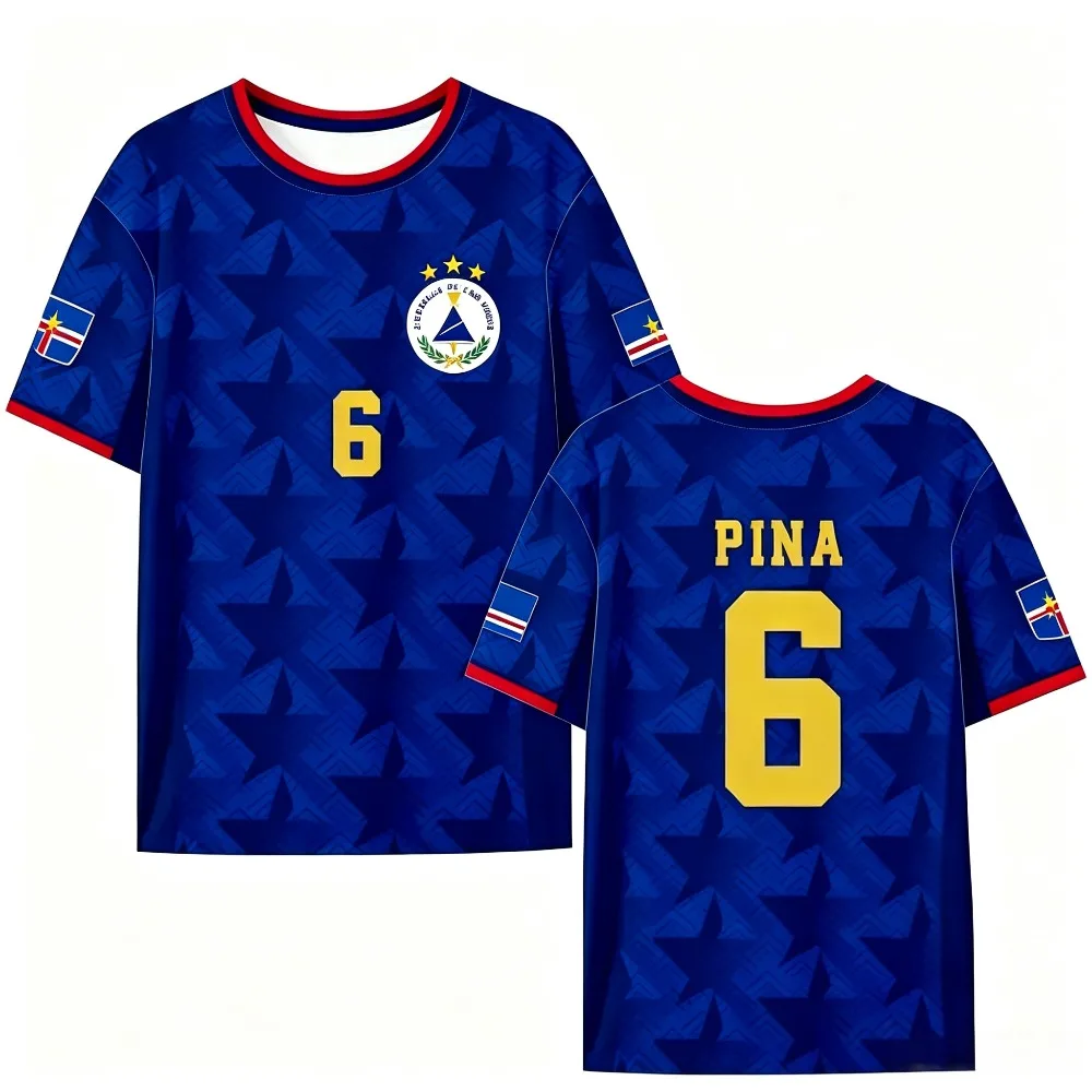 Cape Verde Style Player Number Print O Neck T-shirt Summer Mesh Breathable Quick Dry Loose Outdoor Sport Short Sleeve Top Unisex