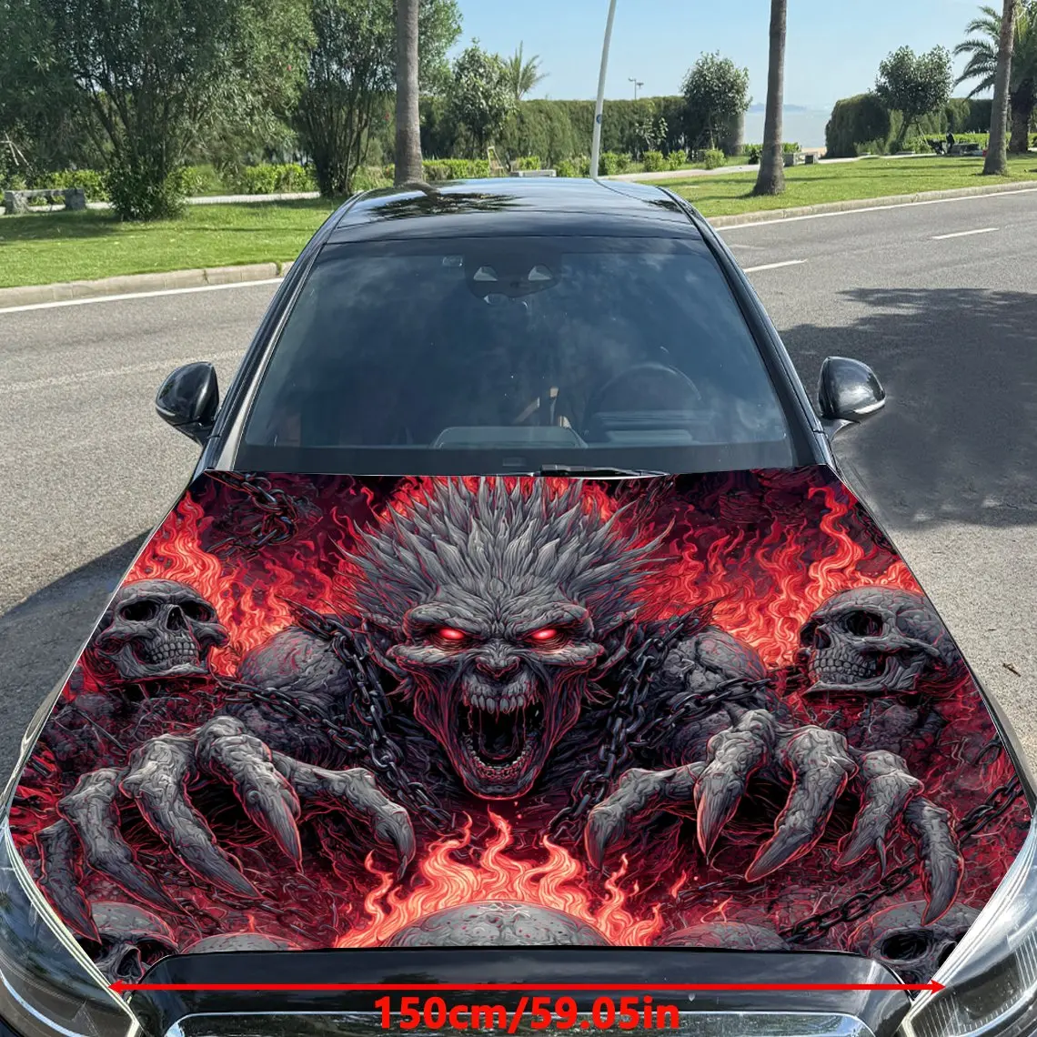 Purgatory Monster Pattern car hood stickers, waterproof self-adhesive, scratch resistant, easy to stick, durable car PVC sticker