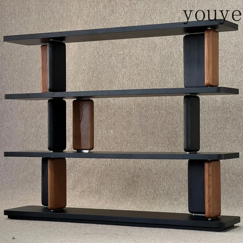 BJ Study Medieval Shelf Multi-layer Italian Solid Wood Bookshelf Floor Modern Open Bookcase Customization