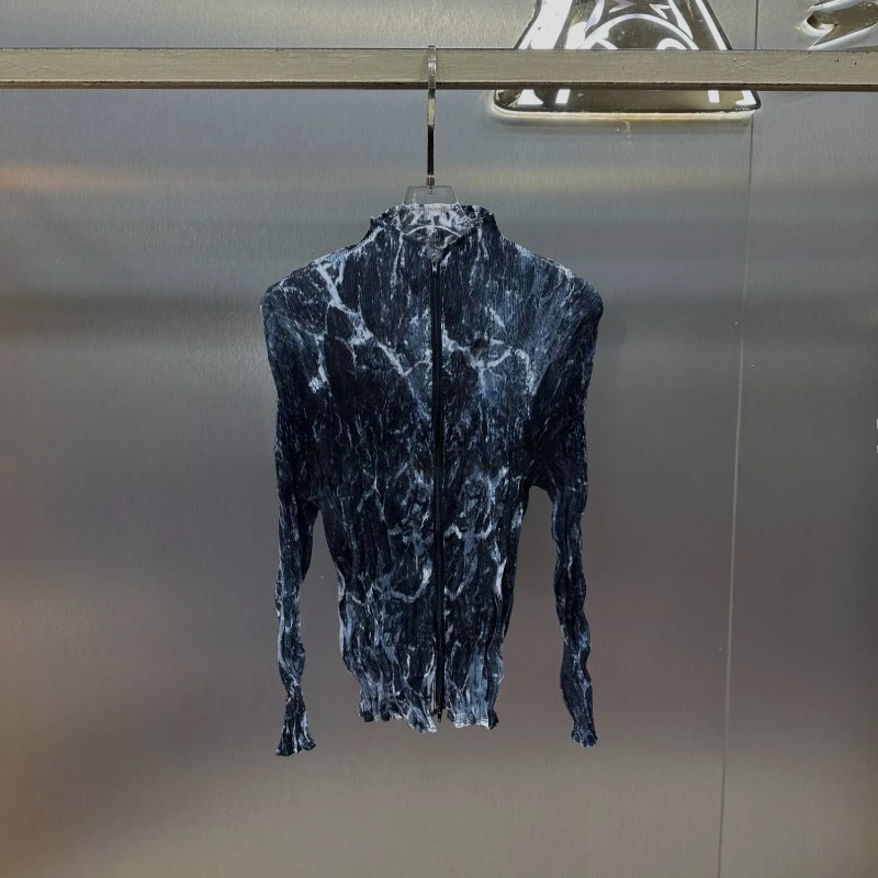 미야케 플리츠 재킷 2025 여름 신상 시니어 감성 헤일로 위커 더블 지퍼 재킷 분위기 있는 패션 얇은 가디건 탑