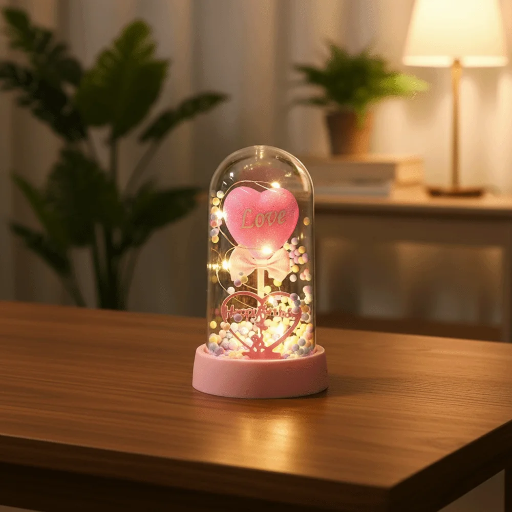 

Transparent Glow Led Light Romantic Beautiful Valentine's Day Decorations Colorful Balls Acrylic Cover Love Ornaments Wedding