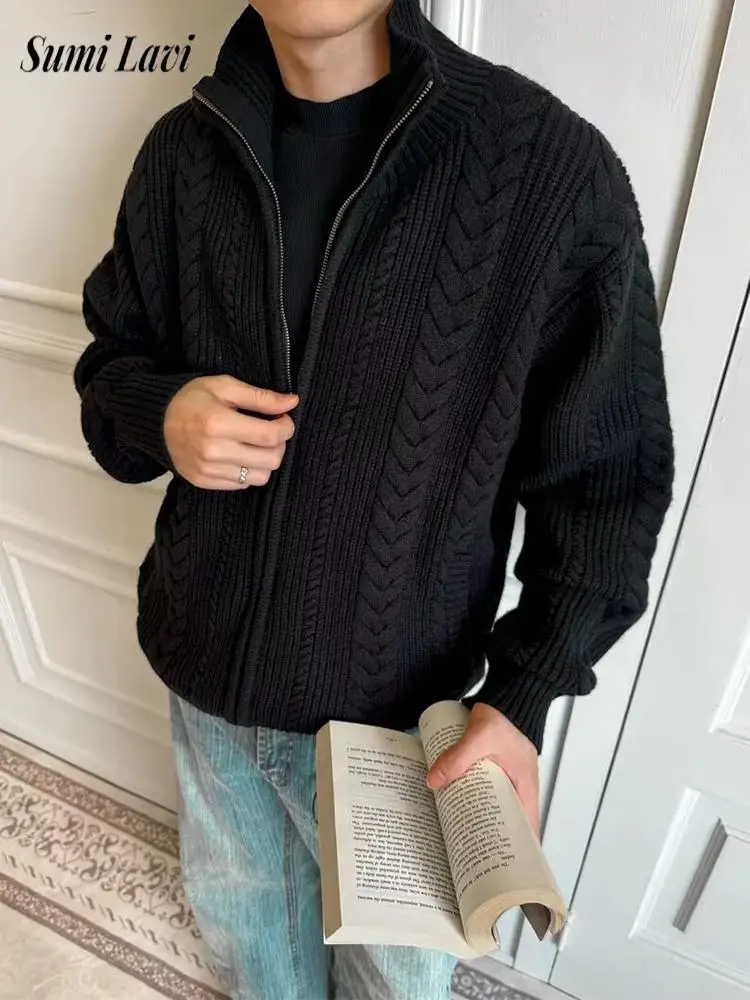 العصرية رجل سليم صالح سترة سترة معطف الخريف الشتاء ملابس خارجية أنيقة للرجال اليومية عادية سستة الياقة المدورة متماسكة بالأزرار #1