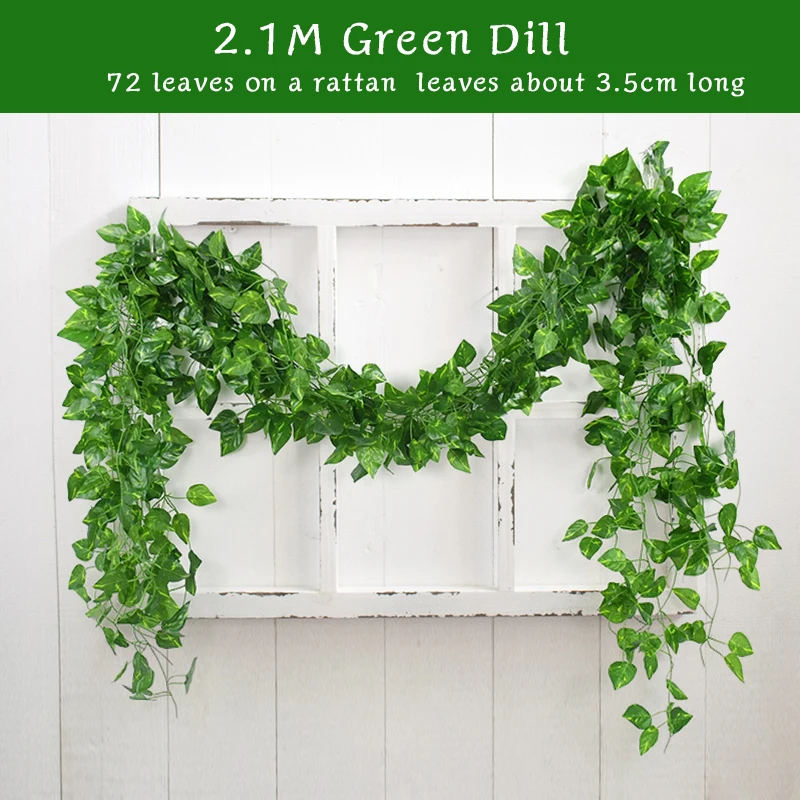 210cm Artificial Green Plants Ivy Leaves Garland Fake Foliage Flowers Vine Hanging Rattan For Home Wedding Decor Party Supplies