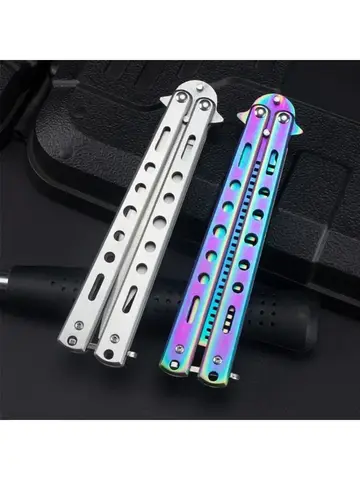 Foldable Comb Stainless Steel Practice Training Butterfly Knife Comb Beard Moustache Brushe Salon Hairdressing Hair Styling Tool