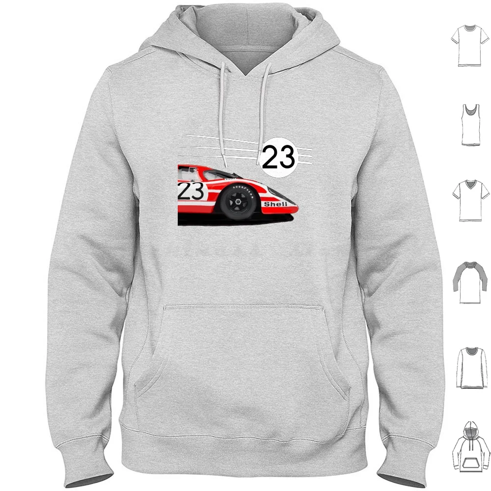 917 No 23-Salzburg Classic Livery Winner 24 Hours 1970 Hoodies Long Sleeve 917 Porsch Salzburg Red 24 Hours Le Mans Le