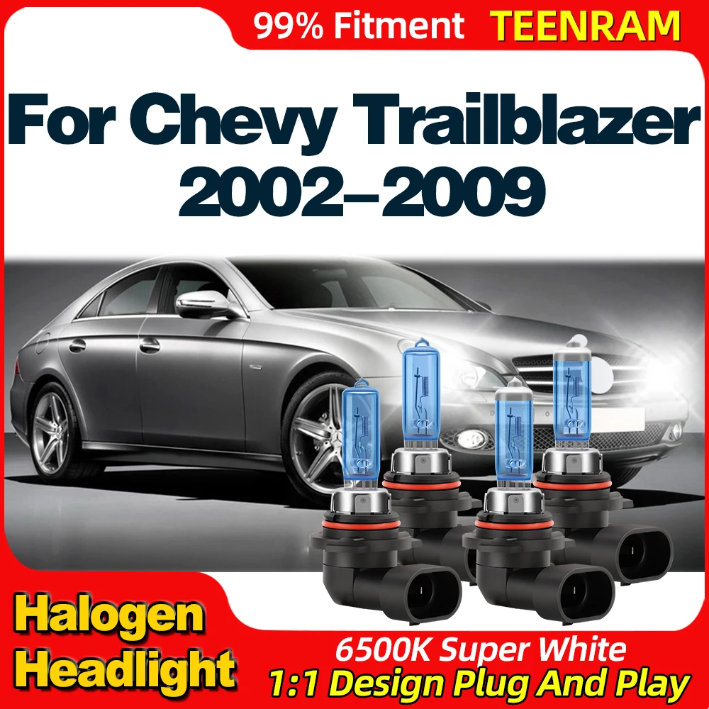 200W +300% Bright Car Headlight 24000LM Halogen Lamp 12V Plug And Play For Chevy Trailblazer 2002-2004 2005 2006 2007 2008 2009