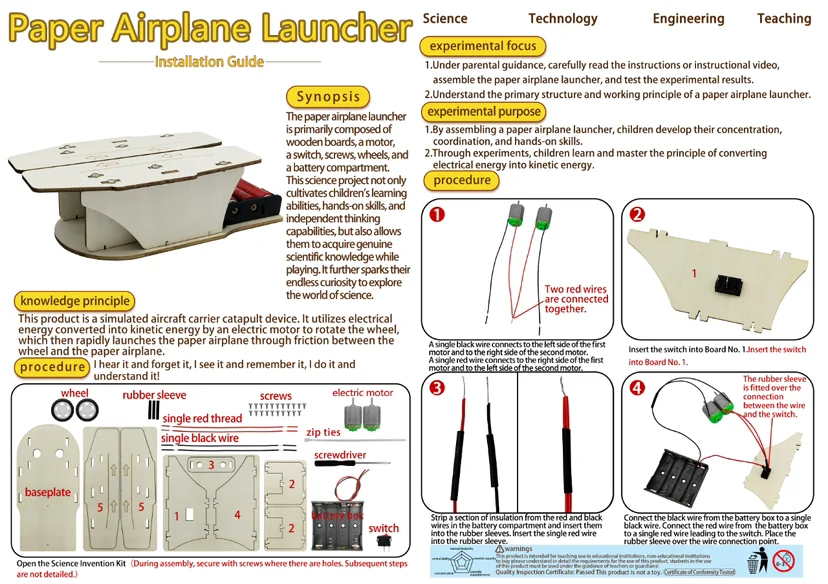 

DIY Бумажный самолет Катапульта Научные игрушки Технология STEM Экспериментальный набор инструментов Обучение Образование Деревянные игры-головоломки для детей