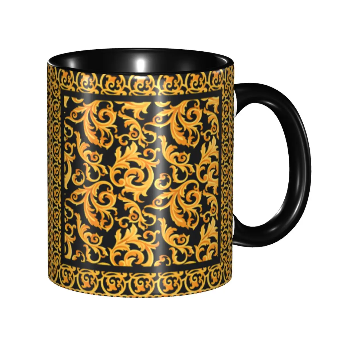 

Custom DIY Luxury Baroque Floral Pattern Ceramic Mugs Vintage Design Coffee Cup Creative Gift