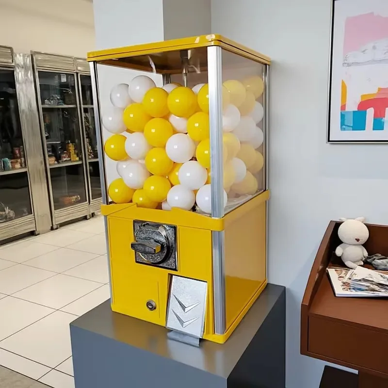 Square Tabletop Gashapon Machine with 100 Capsules, Countertop Coin Operated Capsule Dispenser for Toy Prizes 1pcs