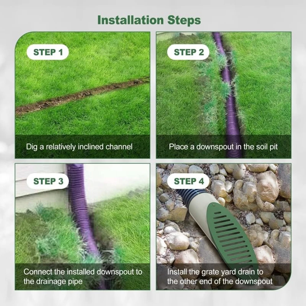 1PCS Angled Grating Yard Drain Emitter Green PVC Yard Drain Emitter For Sump Pump Discharge And Gutter Spout Extensions