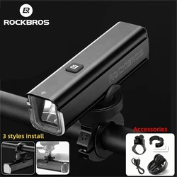 ROCKBROS Bike Front Light 1000LM 4800mAH Lamp Flashlight Type-C Bicycle Light Multi Install Headlights MTB Road Cycling Light