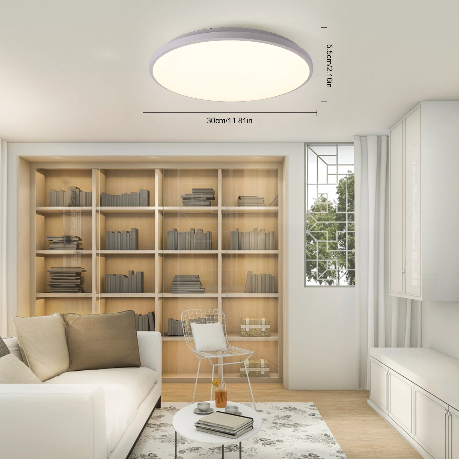 Modern Round LED Ceiling Light Fixtures, Acrylic Flush Mount Round Ceiling Light Fixture Temperature & Brightness Dimmable