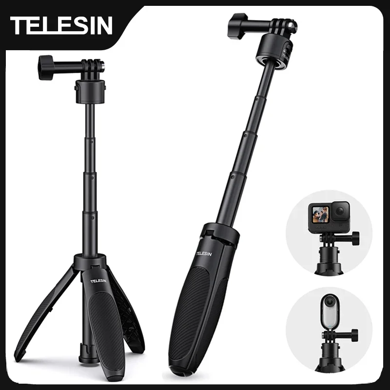 

TELESIN Mini Quick Release Selfie Stick Tripod Portable Adjustable Length for GoPro Insta360 DJI Osmo Action Action Camera